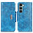 Leather Case Stands Flip Cover Holder N04P for Motorola Moto G200 5G Sky Blue