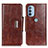 Leather Case Stands Flip Cover Holder N04P for Motorola Moto G31 Brown