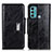 Leather Case Stands Flip Cover Holder N04P for Motorola Moto G40 Fusion Black