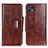 Leather Case Stands Flip Cover Holder N04P for Motorola Moto G50 5G Brown