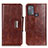 Leather Case Stands Flip Cover Holder N04P for Motorola Moto G50 Brown