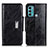 Leather Case Stands Flip Cover Holder N04P for Motorola Moto G60 Black