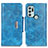 Leather Case Stands Flip Cover Holder N04P for Motorola Moto G60s Sky Blue