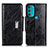 Leather Case Stands Flip Cover Holder N04P for Motorola Moto G71 5G Black