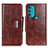 Leather Case Stands Flip Cover Holder N04P for Motorola Moto G71 5G Brown