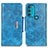 Leather Case Stands Flip Cover Holder N04P for Motorola Moto G71 5G Sky Blue