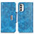 Leather Case Stands Flip Cover Holder N04P for Motorola Moto G71s 5G Sky Blue