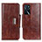 Leather Case Stands Flip Cover Holder N04P for Oppo A16 Brown