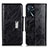 Leather Case Stands Flip Cover Holder N04P for Oppo A16s Black