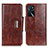 Leather Case Stands Flip Cover Holder N04P for Oppo A16s Brown