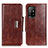 Leather Case Stands Flip Cover Holder N04P for Oppo A94 5G Brown