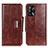 Leather Case Stands Flip Cover Holder N04P for Oppo F19 Brown
