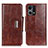 Leather Case Stands Flip Cover Holder N04P for Oppo F21 Pro 4G Brown