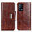 Leather Case Stands Flip Cover Holder N04P for Oppo K9 5G Brown