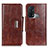 Leather Case Stands Flip Cover Holder N04P for Oppo Reno5 A Brown