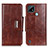 Leather Case Stands Flip Cover Holder N04P for Realme C21 Brown