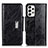 Leather Case Stands Flip Cover Holder N04P for Samsung Galaxy A23 4G Black