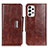 Leather Case Stands Flip Cover Holder N04P for Samsung Galaxy A23 4G Brown