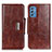 Leather Case Stands Flip Cover Holder N04P for Samsung Galaxy M52 5G Brown