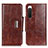 Leather Case Stands Flip Cover Holder N04P for Sony Xperia 10 IV SOG07 Brown