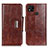 Leather Case Stands Flip Cover Holder N04P for Xiaomi POCO C3 Brown