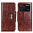 Leather Case Stands Flip Cover Holder N04P for Xiaomi Poco M4 Pro 4G Brown