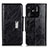 Leather Case Stands Flip Cover Holder N04P for Xiaomi Redmi 10 India Black