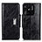 Leather Case Stands Flip Cover Holder N04P for Xiaomi Redmi 10 Power Black