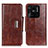 Leather Case Stands Flip Cover Holder N04P for Xiaomi Redmi 10 Power Brown