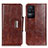 Leather Case Stands Flip Cover Holder N04P for Xiaomi Redmi K40S 5G Brown