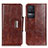 Leather Case Stands Flip Cover Holder N04P for Xiaomi Redmi K50 5G Brown