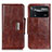 Leather Case Stands Flip Cover Holder N04P for Xiaomi Redmi Note 11E Pro 5G Brown