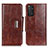 Leather Case Stands Flip Cover Holder N04P for Xiaomi Redmi Note 11S 4G Brown