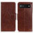 Leather Case Stands Flip Cover Holder N05P for Google Pixel 7a 5G Brown