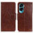 Leather Case Stands Flip Cover Holder N05P for Huawei Honor 90 Lite 5G Brown