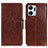 Leather Case Stands Flip Cover Holder N05P for Huawei Honor X7a Brown