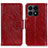 Leather Case Stands Flip Cover Holder N05P for Huawei Honor X8a 4G Red