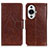 Leather Case Stands Flip Cover Holder N05P for Huawei Nova 11 Brown