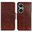 Leather Case Stands Flip Cover Holder N05P for Huawei Nova 11i Brown