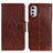 Leather Case Stands Flip Cover Holder N05P for Motorola Moto E32 Brown