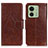 Leather Case Stands Flip Cover Holder N05P for Motorola Moto Edge (2023) 5G Brown