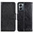 Leather Case Stands Flip Cover Holder N05P for Motorola Moto G14 Black