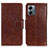 Leather Case Stands Flip Cover Holder N05P for Motorola Moto G14 Brown