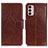 Leather Case Stands Flip Cover Holder N05P for Motorola Moto G42 Brown