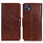 Leather Case Stands Flip Cover Holder N05P for Motorola Moto G50 5G Brown