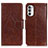 Leather Case Stands Flip Cover Holder N05P for Motorola MOTO G52 Brown