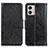 Leather Case Stands Flip Cover Holder N05P for Motorola Moto G53j 5G Black