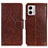 Leather Case Stands Flip Cover Holder N05P for Motorola Moto G53y 5G Brown