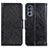 Leather Case Stands Flip Cover Holder N05P for Motorola Moto G62 5G Black