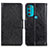 Leather Case Stands Flip Cover Holder N05P for Motorola Moto G71 5G Black